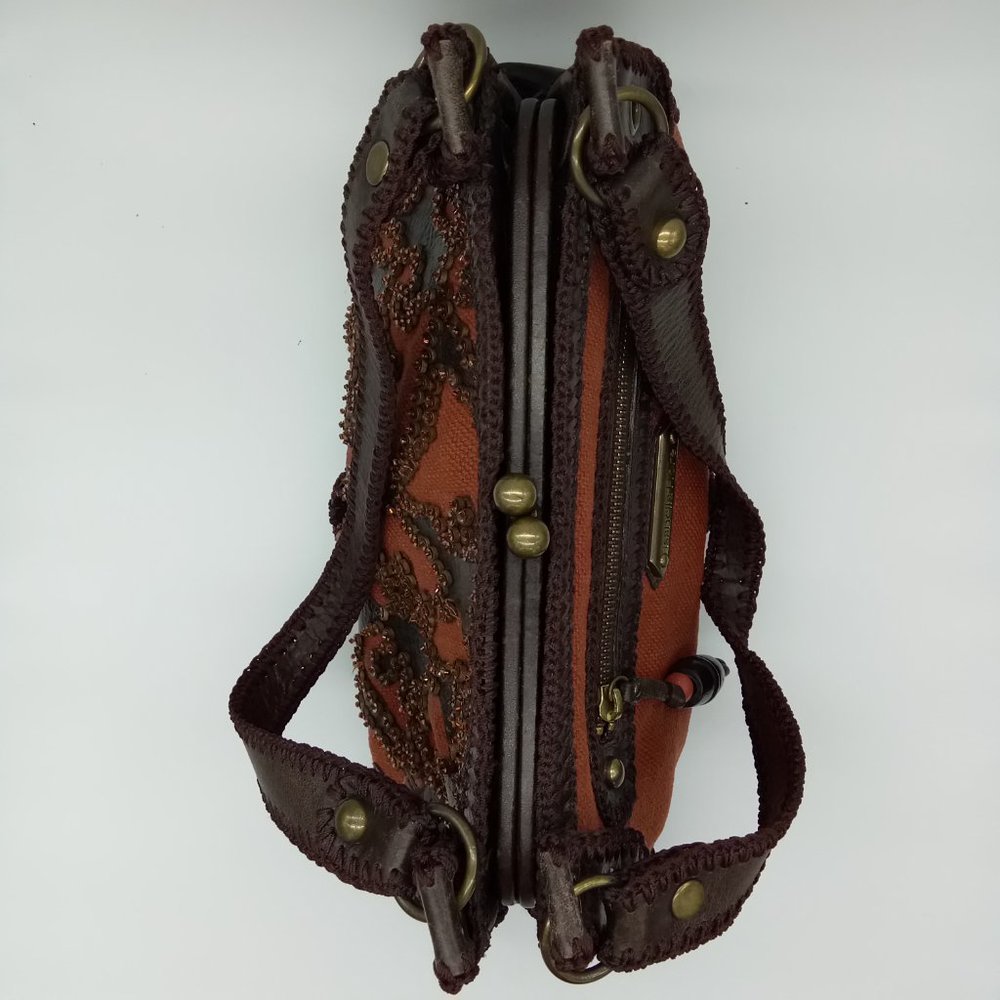 Vintage Isabella Fiore Brown Beaded Leather Purse - Picture 12 of 15